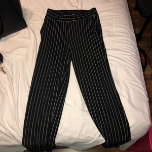 Black and white striped dress pants